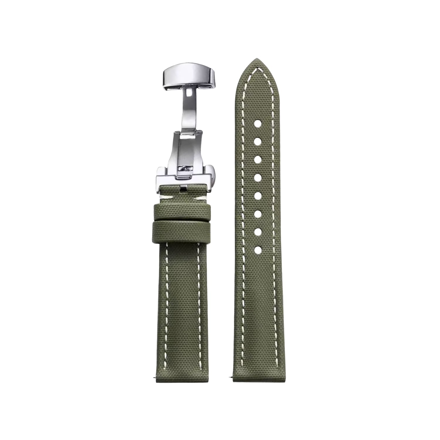 Sailcloth FKM Rubber Watch Strap – Green/White – MarinerTex™ by Helvetus® - Helvetus